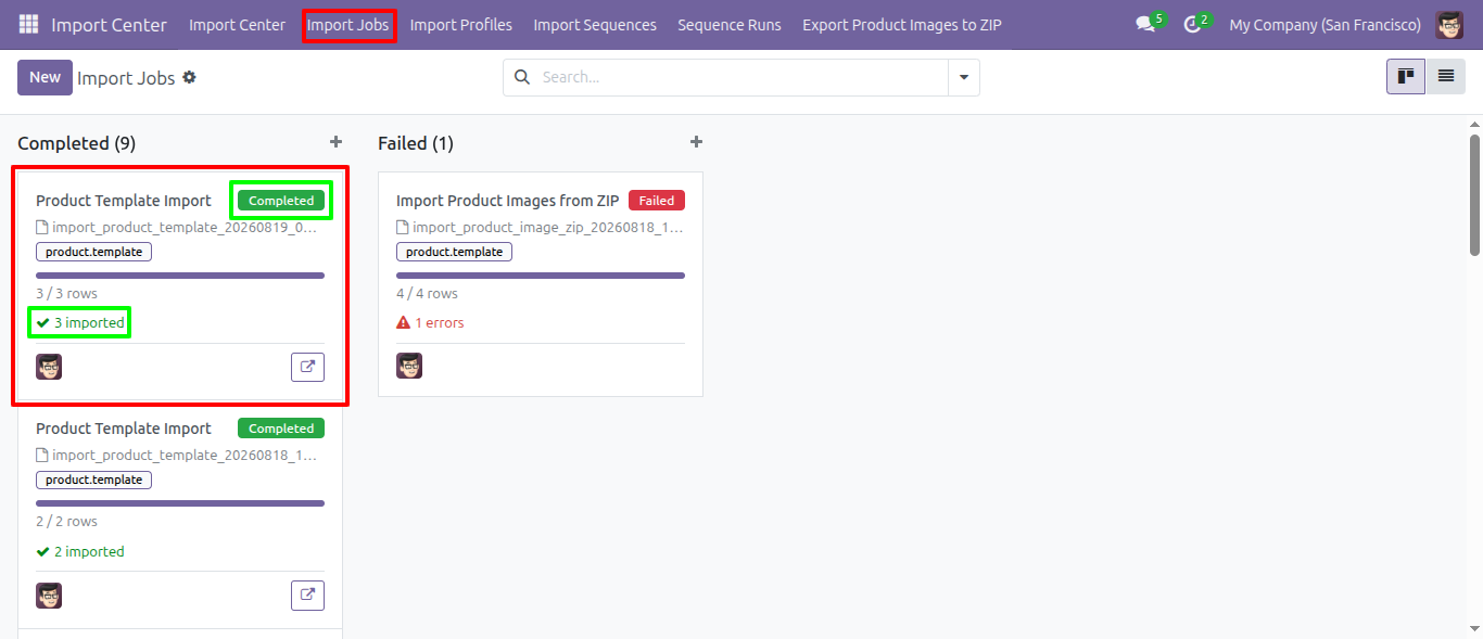 Import Jobs Management